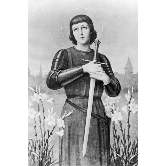 Print: Joan Of Arc, Three-Quarter Length Portrait, Standing In Field