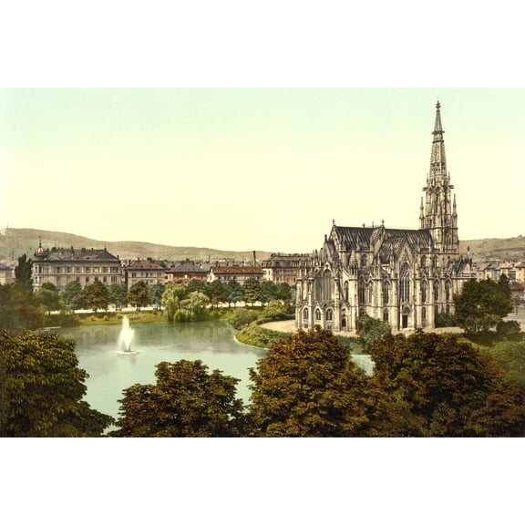 Print: Johannes Kirche, Stuttgart, Wurtemburg, Germany, circa 1890