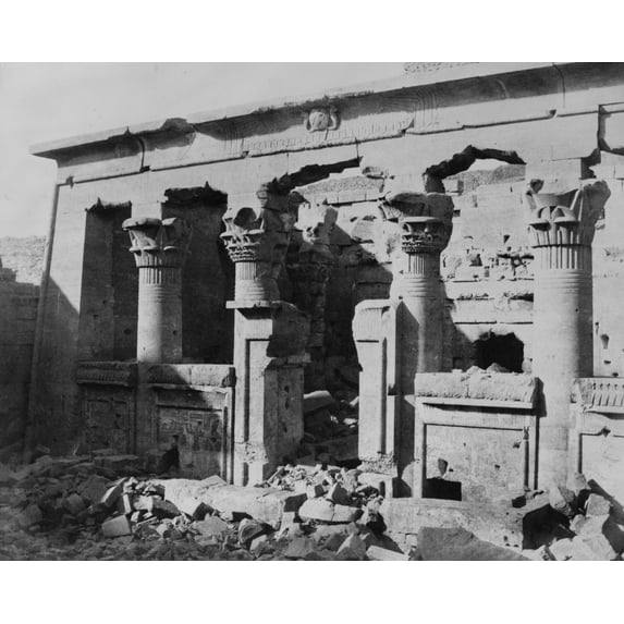 Print: Kalabcheh (Talmis) - Ruines Du Temple - Vue Du Pronaos, 1851
