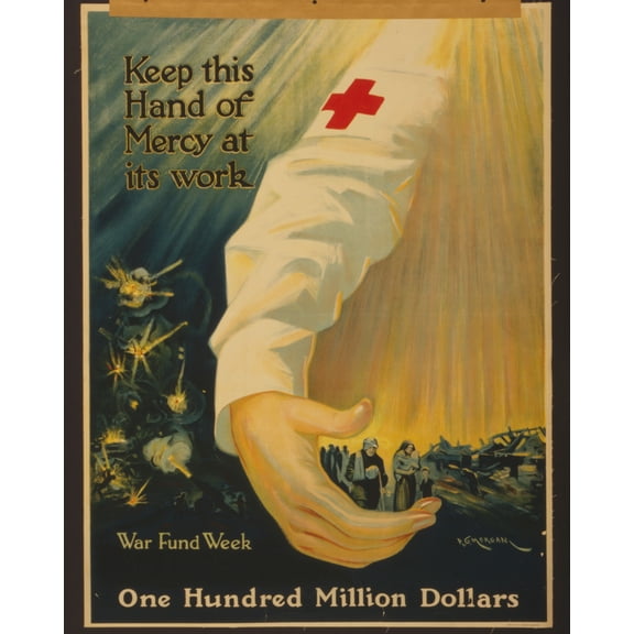 Print: Keep This Hand Of Mercy At Its Work One Hundred Million Dollars