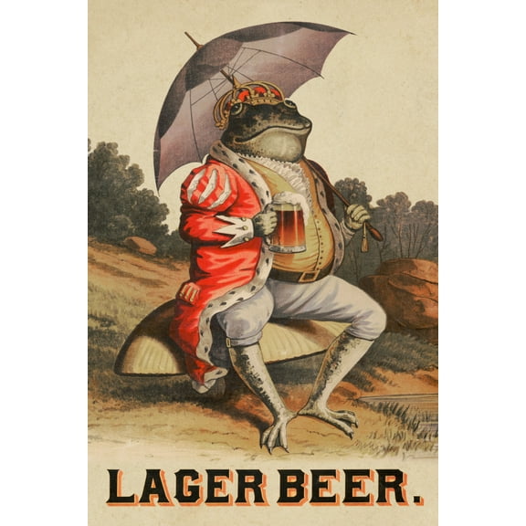 Print: Lager Beer Frog with Beer Mug, 1880