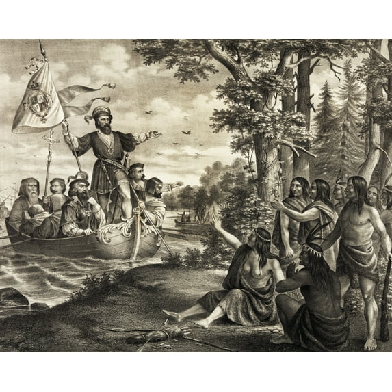 Print: Landing Of Christopher Columbus In America, At San Salvador