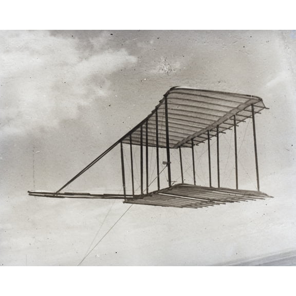 Print: Left Side View Of Glider Flying As A Kite, In Level Flight, Kitty