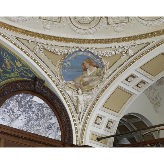 Print: Librarian's Room. Circular Mural In Pendentive Of The Librarian's