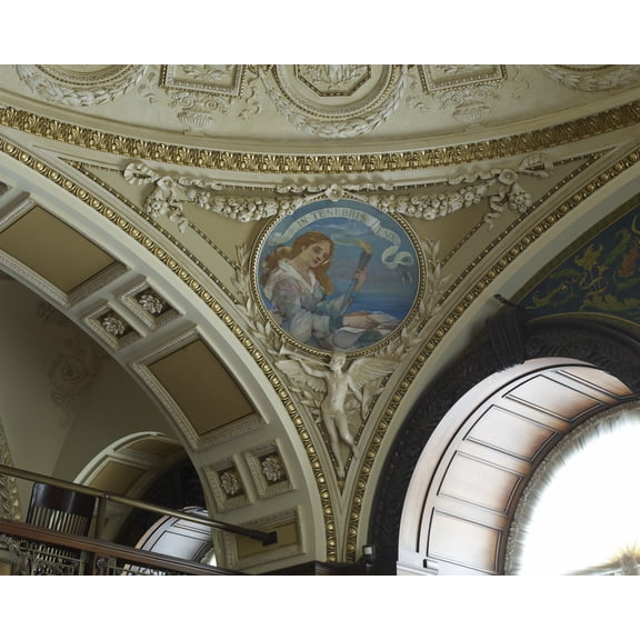 Print: Librarian's Room. Circular Mural In Pendentive Of The Librarian's