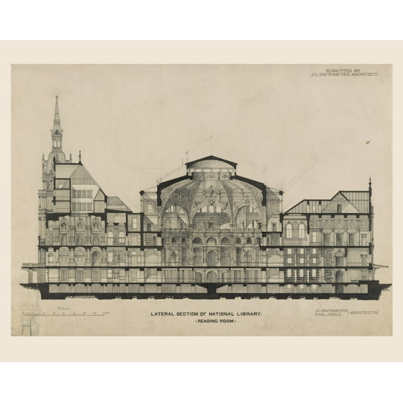 Print: Library Of Congress (National Library), Judiciary Square Site