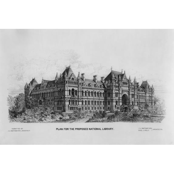 Print: Library Of Congress (National Library), Judiciary Square Site