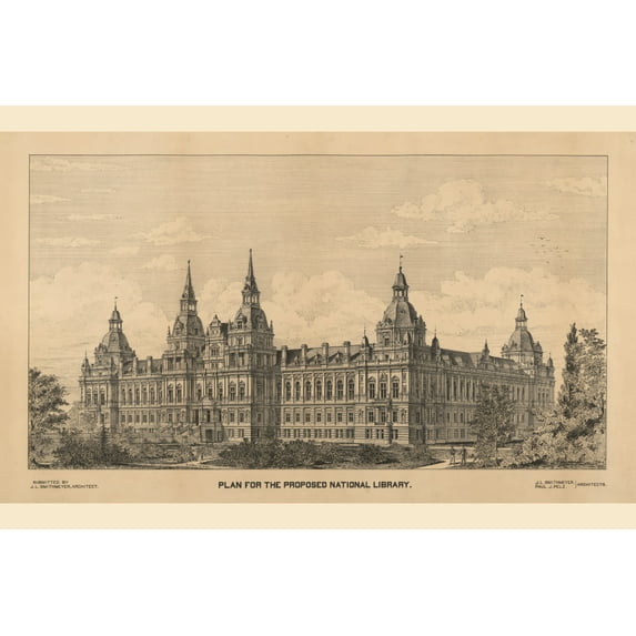 Print: Library Of Congress (National Library), Judiciary Square Site