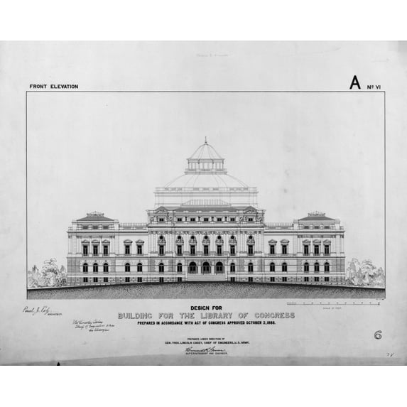 Print: Library Of Congress, Washington, D.C. Front Elevation, A Series