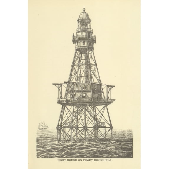 Print: Light House On Fowey Rocks, Fla., 1894