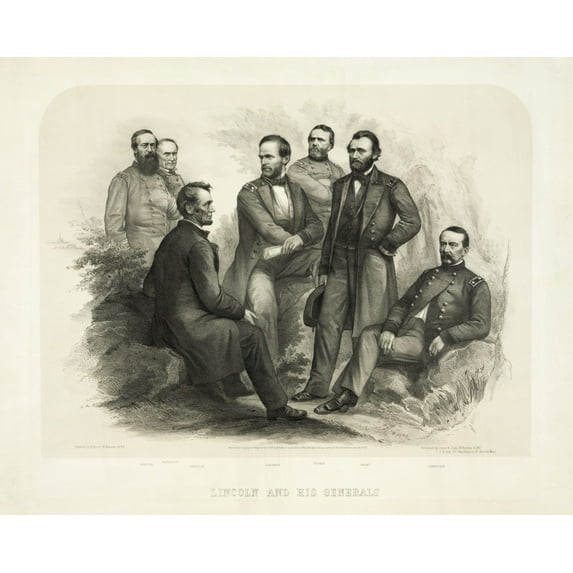 Print: Lincoln And His Generals, 1865