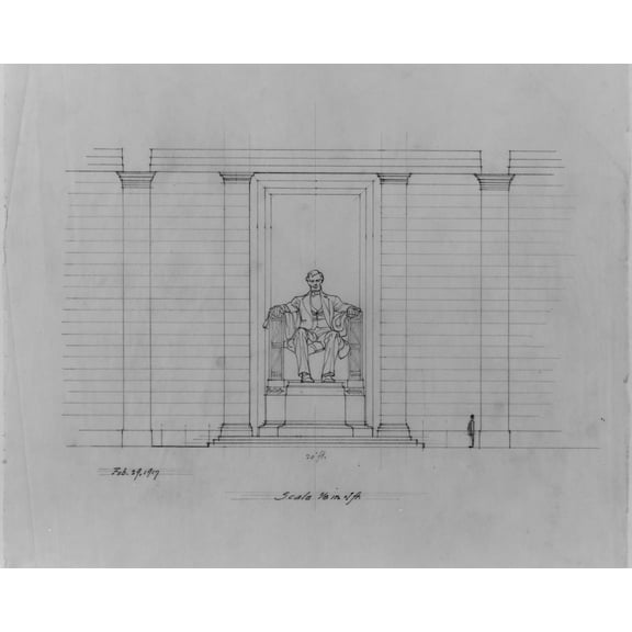 Print: Lincoln Memorial (Washington, D.C.). Interior With Sculpture
