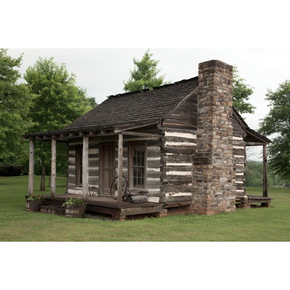 Print: Log Cabin That Once Served As A Stage Coach Stop, Tuscumbia