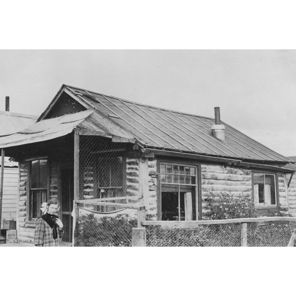 Print: Log Cabin, circa 1900