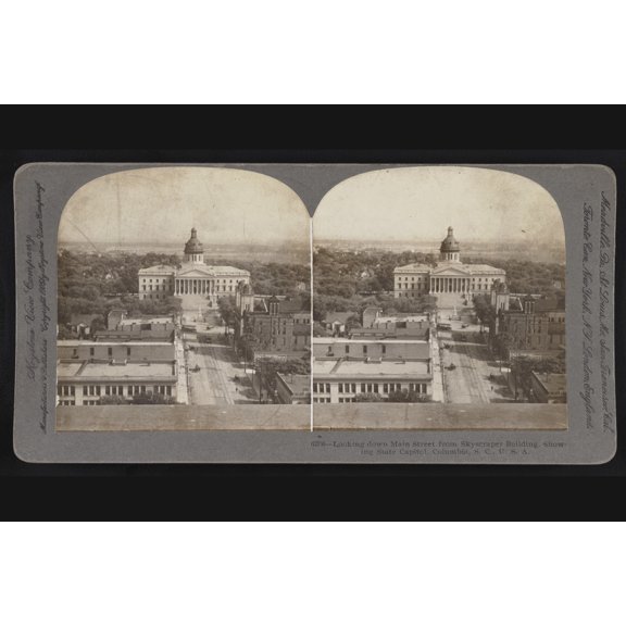 Print: Looking Down Main Street From Skyscaper Building, Showing State