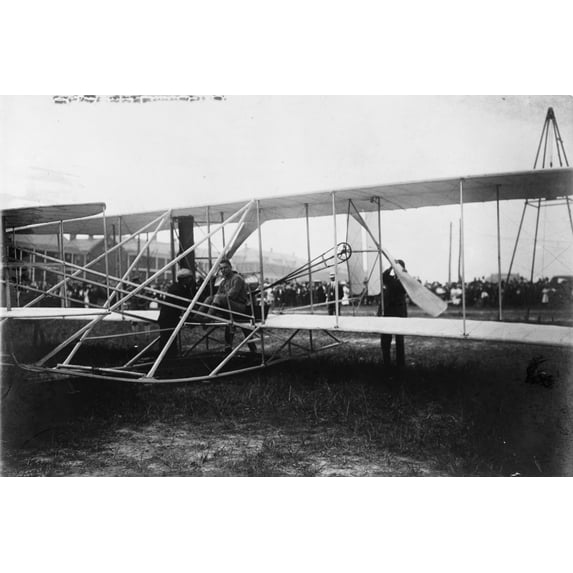Print: Lt. Selfridge & Mr. Wright Stepping Into The Wright Aeroplane At