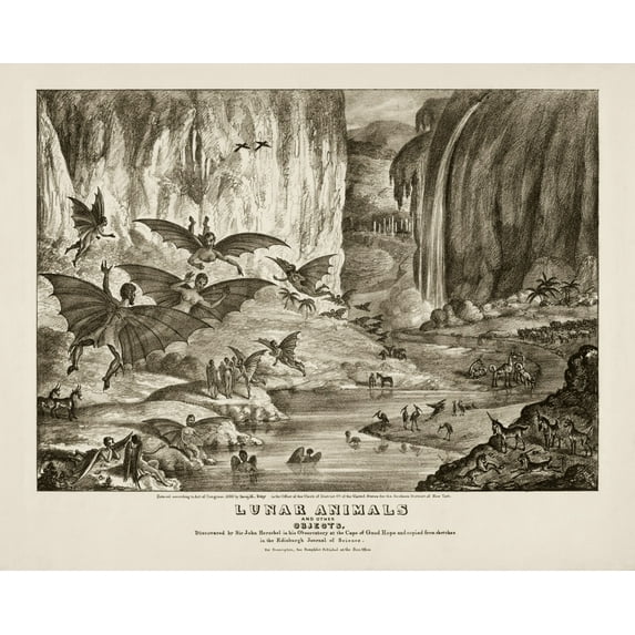 Print: Lunar Animals And Other Objects Discovered By Sir John Herschel In