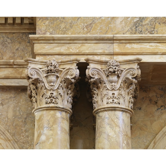Print: Main Reading Room. Detail Of Paired Column Capitals. Library Of