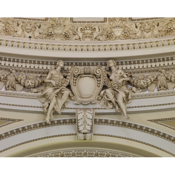 Print: Main Reading Room. Detail Of Sculpture Showing A Cartouche