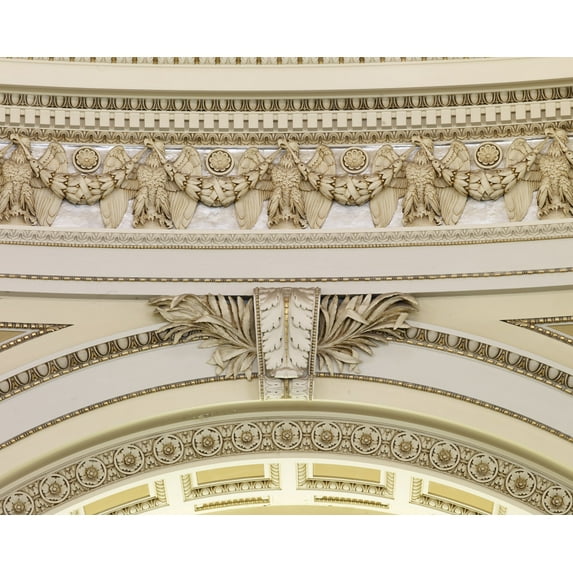 Print: Main Reading Room. Detail Of Voluted Keystone And Sculpted Dome