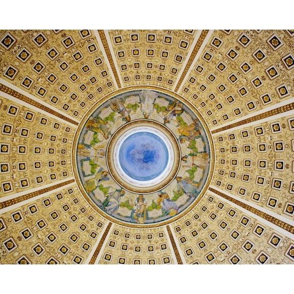Print: Main Reading Room. Interior Of Dome. Library Of Congress Thomas