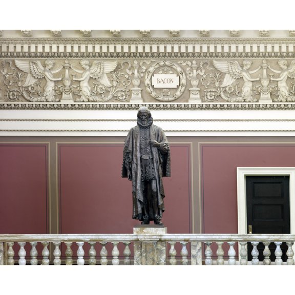 Print: Main Reading Room. Portrait Statue Of Bacon Along The Balustrade
