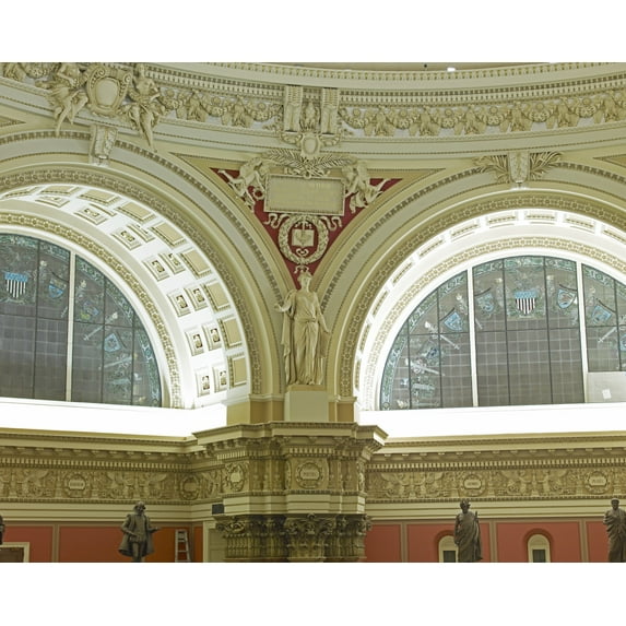 Print: Main Reading Room. View Of Statue Representing Poetry,, By John