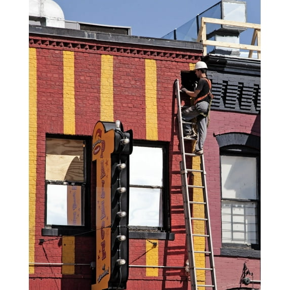 Print: Man On Ladder, Working On A Building, H St. Near Intersection With