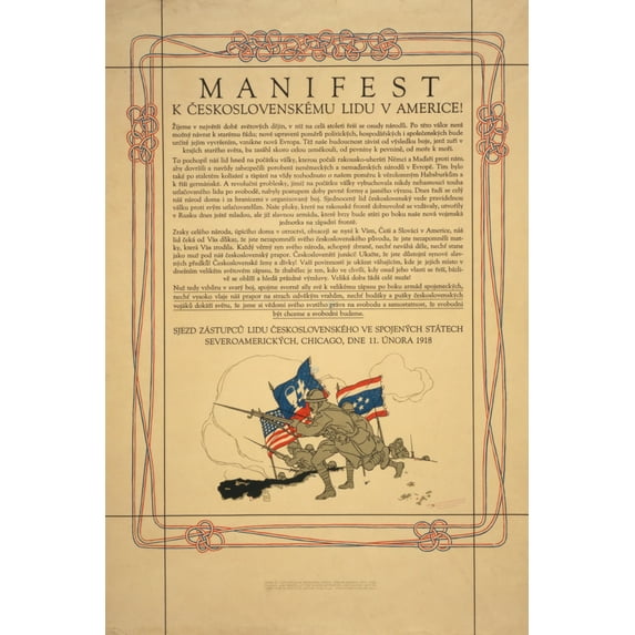 Print: Manifest K Ceskoslovenskemu Lidu V Americe!, 1918