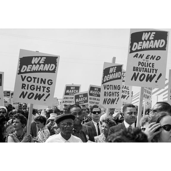 Print: Marchers With Signs At The March On Washington, 1963