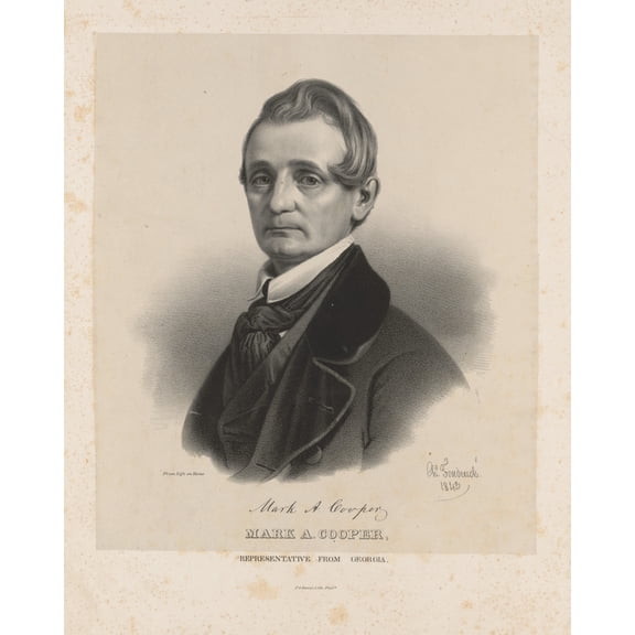 Print: Mark A. Cooper, Representative From Georgia, 1843