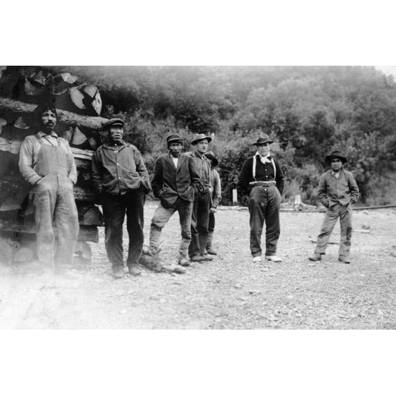 Print: Men Next To Logs, circa 1900