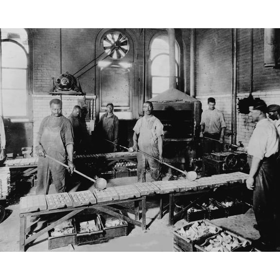 Print: Men Pouring Melted Metal Into Molds In The Government Printing