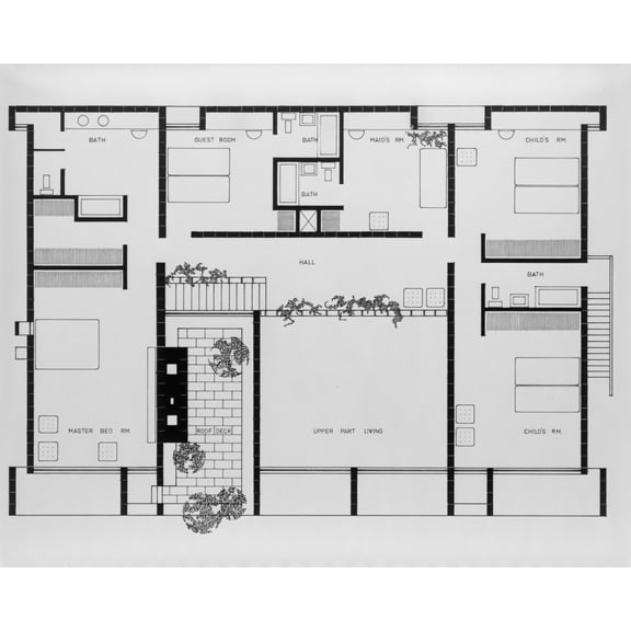 Print: Milam Residence, Ponte Vedra Beach, Florida. Second Floor Plan, 1959