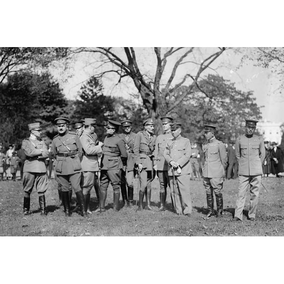 Print: Military Attaches At Review Of All American Detachment
