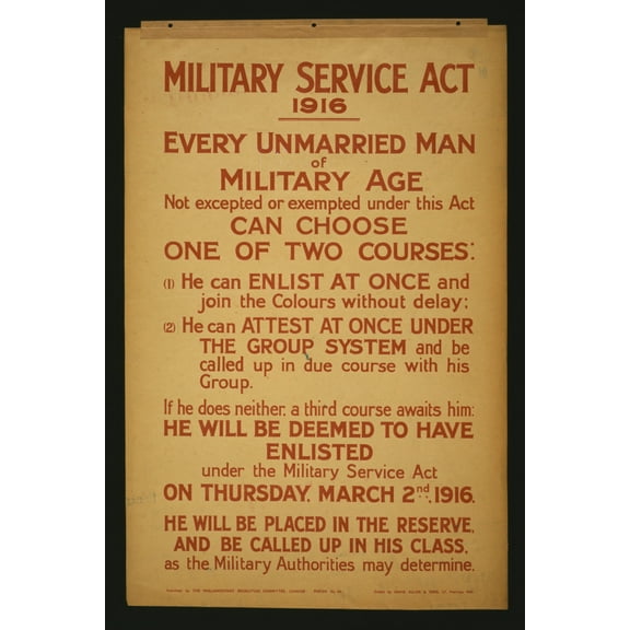 Print: Military Service Act 1916