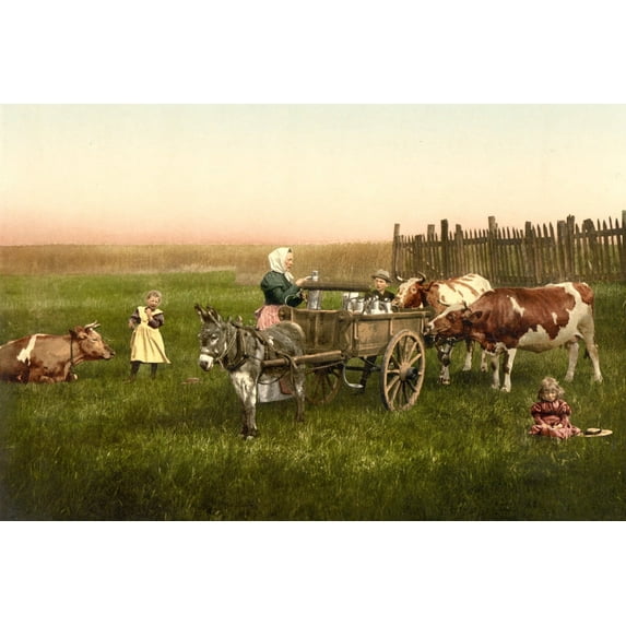 Print: Milksellers, Cologne, The Rhine, Germany, circa 1890