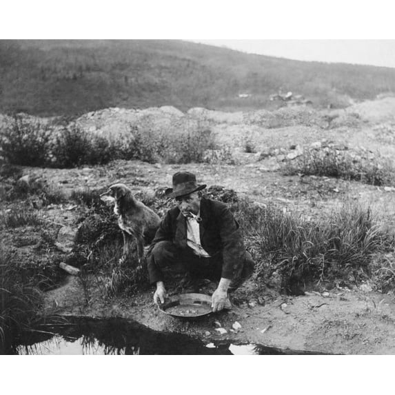 Print: Miner Panning Gold, 1916