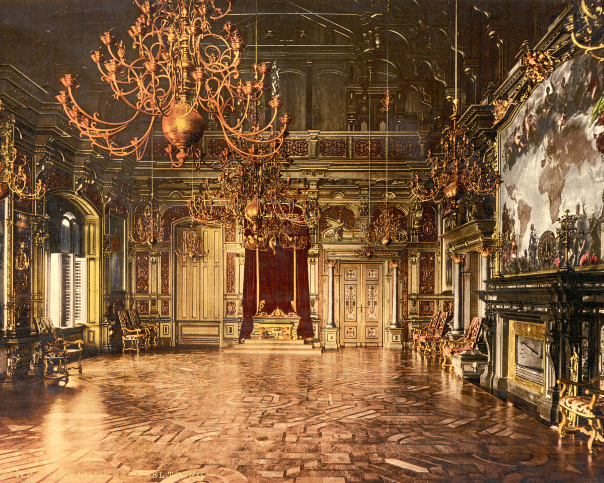 Print Miramar Throne Room Istria Austro Hungary Circa 1890 