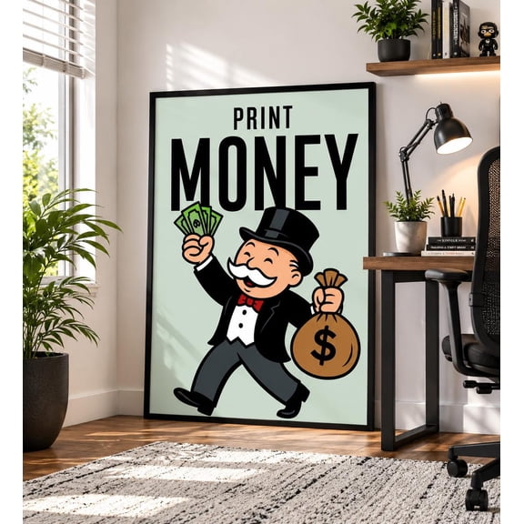 Print Money Motivational Wall Art Print, Unframed Paper Poster 8x10in