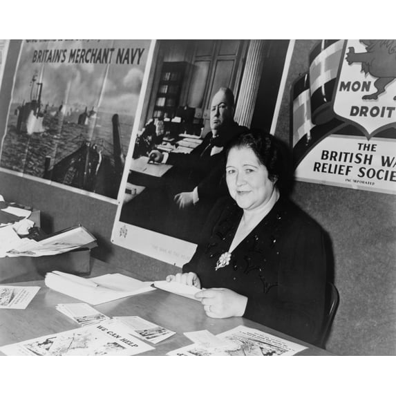 Print: Mrs. Alois Hitler, Offering British War Relief Info, 1941