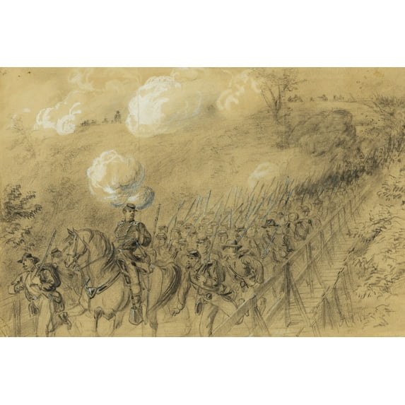 Print: N.Y. 14th Heavy Artillery Crossing Chesterfield Bridge On The North