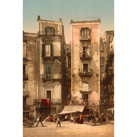 Print: Narrow Streets, Naples, Italy, circa 1890