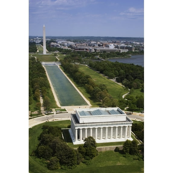 Print: National Mall, Lincoln Memorial And Washington Monument, Washington