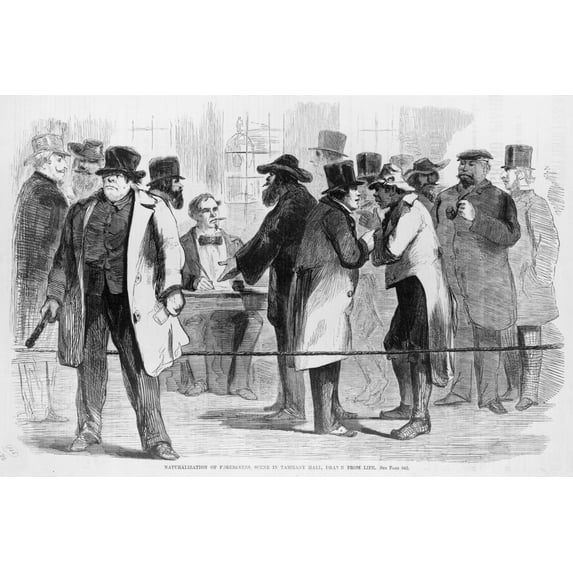 Print: Naturalization Of Foreigners, Scene In Tammany Hall, 1856