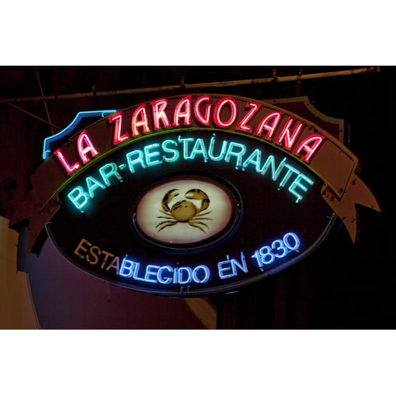Print: Neon Sign Of The La Zaragozana Bar-Restaurant In Havana, Cuba, 2010