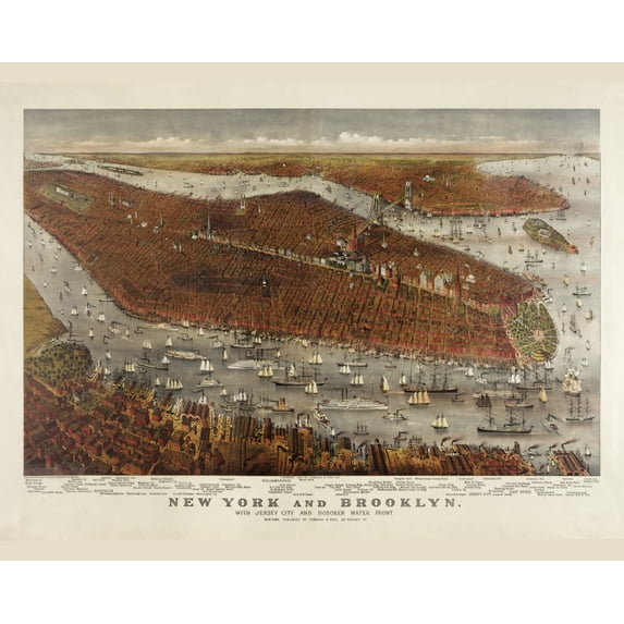 Print: New York And Brooklyn: With Jersey City And Hoboken Water Front