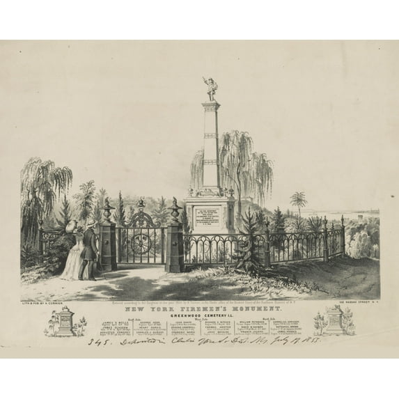 Print: New York Firemen's Monument: Greenwood Cemetery I.L., 1855