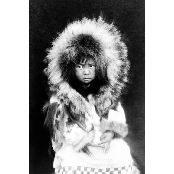 Print: Noatak Child, Three-Quarter Length Portrait, Seated, Facing Front