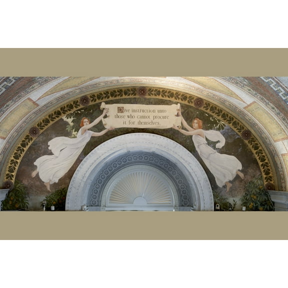 Print: North Corridor, Great Hall. Mural In Arched Panel By Charles